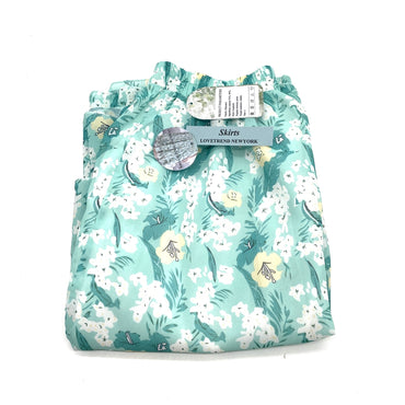 LOVETREND NEWYORK Skirts Green Floral Print 91% To 95% Polyester Exquisite Double Layer Hem Skirts