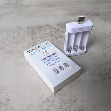 TINTAShift 3-Slot Universal Battery Charger Compact Fast Charger for AA & AAA Rechargeable Batteries