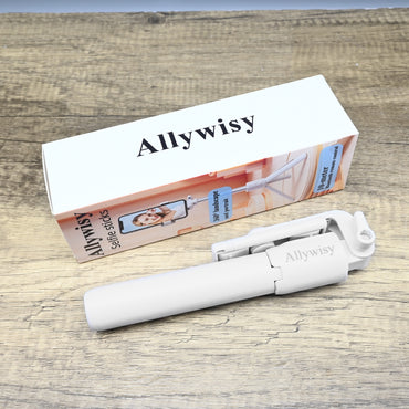 Allywisy Selfie Sticks Bluetooth Selfie Stick Phone Holder White ABS and Stainless Steel Lightweight Extends to 7.3 Inches
