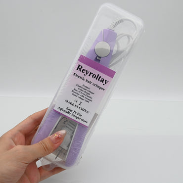 Reyroltay Purple Mini 2-in-1 Ionic Electric Hair Crimper - Suitable for All Hair Types - Wet and Dry Use 30s Fast Heat-Up