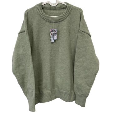 Poppy & Finn Sweaters Light Green 100% Polyester Fiber Round Neck Minimalist Cozy Knitted Sweaters