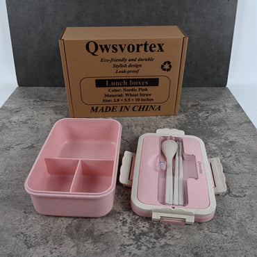 Qwsvortex Square Wheat Lunch Box Nordic Pink Eco Friendly Durable Stylish Design