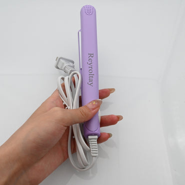 Reyroltay Purple Mini 2-in-1 Ionic Electric Hair Crimper - Suitable for All Hair Types - Wet and Dry Use 30s Fast Heat-Up