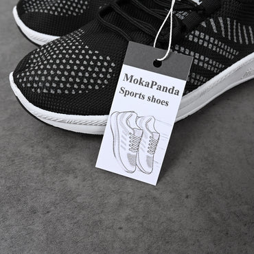 MokaPanda Black Breathable Sports Shoes Soft Sole Lightweight for Casual Walking and Gym