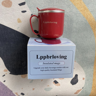 Lppbrloving Insulated mugs Red Minimalist ABS Stainless Steel 380ml Lightweight Insulated Mugs