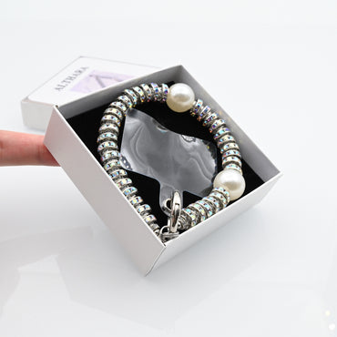 ALTHARA Phone Chain Wrist Strap - Elegant White Pearl Diamond Bracelet Decorative Charms