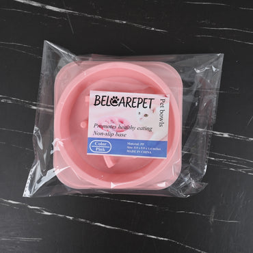 BELCAREPET Heart Shaped Slow Feeder Pet Bowl Pink Small Slow Eating Dog Cat Bowl PP Plastic Easy Clean