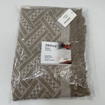 ZibZorp Cozy Medium Blanket with Fringe – Soft Cotton for Stylish Comfort and Versatile Use