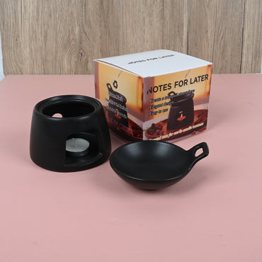 NOTES FOR LATER Black Ceramic Incense Burner Creative Scented Wax Warmer for Home & Meditation, with Matching Dish