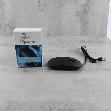 Origin Tech Computer Mouse Black Flat Style Sleek Design Comfortable Precise Navigation for Daily Use and Gaming