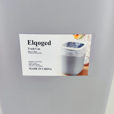 Elqoged Stylish Square Trash Can Gray Durable Plastic Design, Compact Size for Home and Office Use