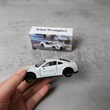 Wind Wranglers 1:42 Scale GTR Alloy Car Model White Pull-Back Toy Vehicle with Realistic Detailing for Kids & Collectors