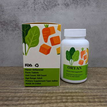 ORYAN Dietary Food Supplements Unflavored Iodine Tablets for Metabolism Support and Thyroid Health