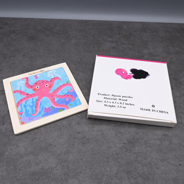 Stratoscribe Jigsaw Puzzles Wooden Ocean Theme Educational Puzzle Set for Kids Early Learning Octopus Shape Development Toys for Toddlers Children