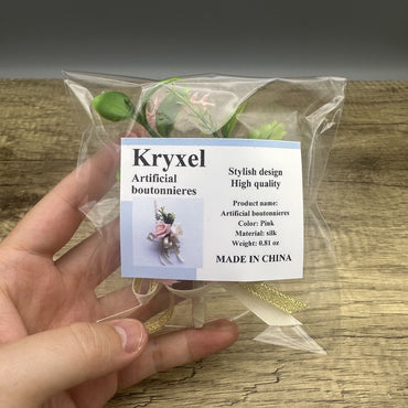 Kryxel Soft Rustic Floral Brooch Pin: Handcrafted Artificial Boutonnieres for Elegance
