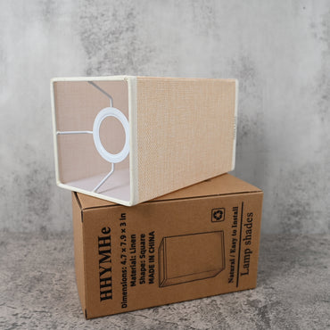 HHYMHe Lamp Shades Square Cylinder Linen Lamp Shade Stylish Simple Natural Texture Elegant for Any Room