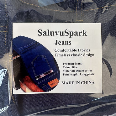 SaluvuSpark Men's Classic Denim Jeans: Timeless Straight Fit with Durable Denim for Everyday Comfort and Effortless Style