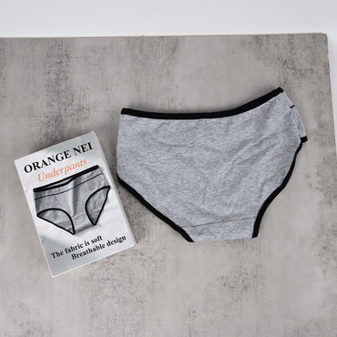 ORANGE NEI Women's Grey Cotton Underwear Soft Breathable Briefs for Everyday Comfort