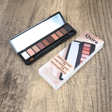 Qxira 10 Color Highly Pigmented Eyeshadow Palette Matte Shimmer Blendable Makeup