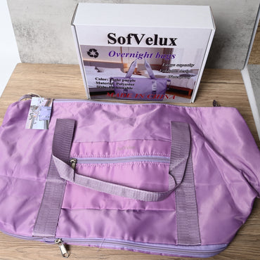 SofVelux Light Purple Travel Duffel Bag Foldable Lightweight Overnight Bag for Gym, Weekends & Getaways