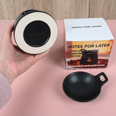 NOTES FOR LATER Black Ceramic Incense Burner Creative Scented Wax Warmer for Home & Meditation, with Matching Dish