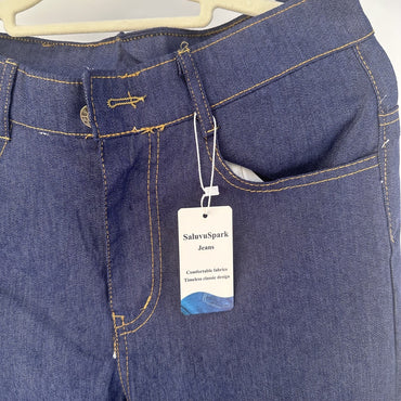 SaluvuSpark Men's Classic Denim Jeans: Timeless Straight Fit with Durable Denim for Everyday Comfort and Effortless Style