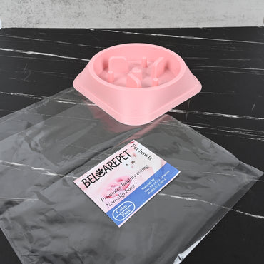 BELCAREPET Heart Shaped Slow Feeder Pet Bowl Pink Small Slow Eating Dog Cat Bowl PP Plastic Easy Clean