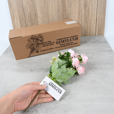 SZMTLUYH Pink Artificial Plastic Flowers Elegant Home Decor Bouquet, Realistic Looking & Low Maintenance