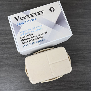Vcexxxxy Eco-Friendly Wheat Straw Lunch Box Nordic White Leak-Proof Container for On-the-Go Meals
