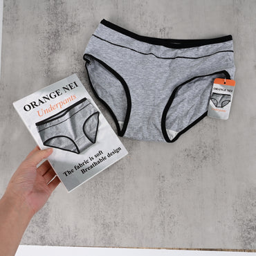 ORANGE NEI Women's Grey Cotton Underwear Soft Breathable Briefs for Everyday Comfort