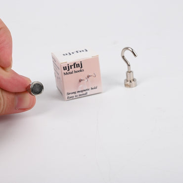 ujrfnj 2-Pack Magnetic Metal Hooks Heavy Duty Magnetic Hooks with Strong Adhesion