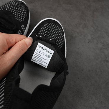 MokaPanda Black Breathable Sports Shoes Soft Sole Lightweight for Casual Walking and Gym