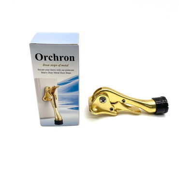 Orchron Door stops of metal Gold Metal Kickdown Door Holder With Rubber Foot And Screws Drilling Mount Door Stops
