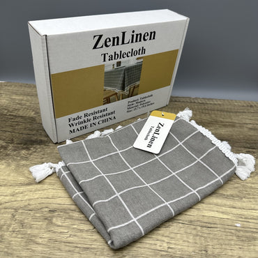 ZenLinen Grey Tablecloth - Waterproof Table Cover for Dining, Kitchen & Outdoor Parties
