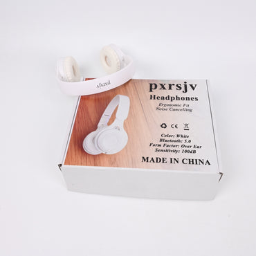 pxrsjv White Wireless Over-Ear Headphones Bluetooth 5.0 Headphones with Microphone & Noise Isolation