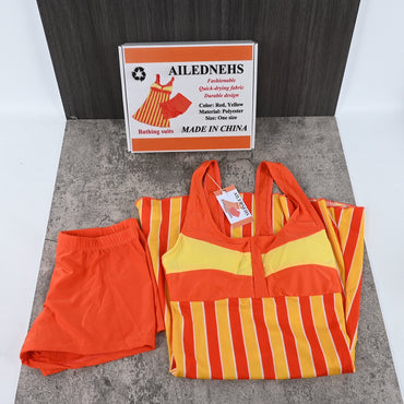 AILEDNEHS Bathing Suits Swimwear Red and Yellow Vibrant Summer Beach Days Stylish Comfortable