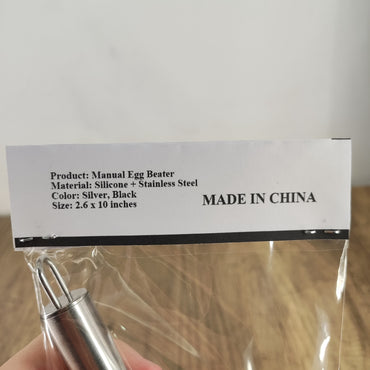 Lelasko 10-Inch Mini Manual Egg Beater, Black, 2.6x10 inches Stainless Steel