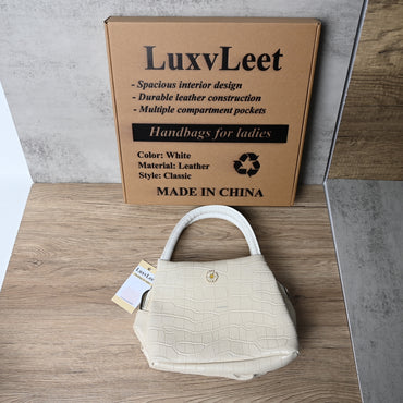 LuxvLeet Women's Premium Leather Top Handle Handbag Elegant Structured Satchel for Everyday Style