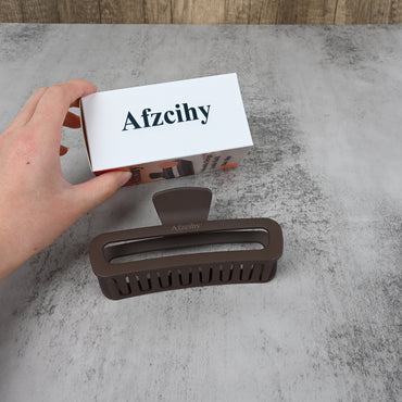 Afzcihy Deep Brown Square Hair Claw Clip Large Grip Hair Clip for Women, Secure & Stylish Updo Holder