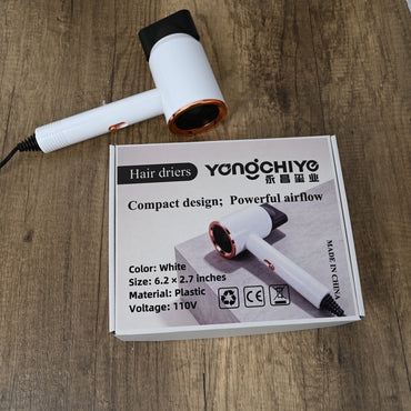永昌玺业 YONGCHIYE Hair Driers White Ionic Hair Dryer High Airflow Heat Protection Negative Ion for Home Student and Dorm Use