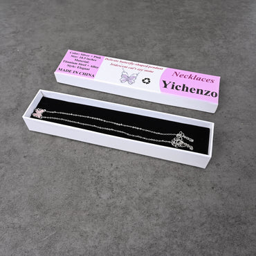 Yichenzo Cat's Eye Stone Butterfly Necklace Silver Tone Pendant for Women Casual Formal
