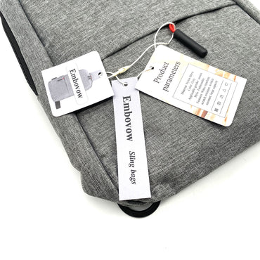 Embovow Sling bags Grey Nylon Water Repellent Scratch Resistant Wrinkle Resistant Large Capacity Multi Pocket Adjustable Strap Sling Bags