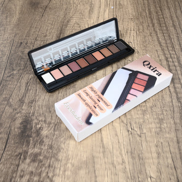 Qxira 10 Color Highly Pigmented Eyeshadow Palette Matte Shimmer Blendable Makeup