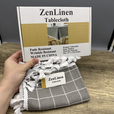 ZenLinen Grey Tablecloth - Waterproof Table Cover for Dining, Kitchen & Outdoor Parties