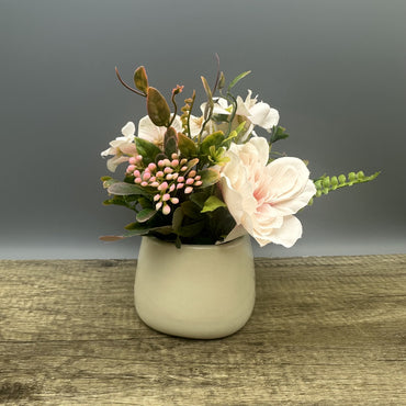 Kryxyn Artificial Flower Arrangements in Containers - Artificial Peony & Hydrangea Silk Flower Arrangement in Ceramic Pot