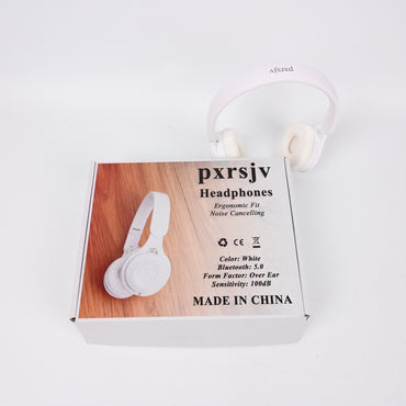 pxrsjv White Wireless Over-Ear Headphones Bluetooth 5.0 Headphones with Microphone & Noise Isolation