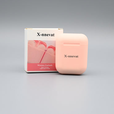 X-nnevat i12 Bluetooth Earbuds - Stylish Pink Wireless Earbuds with Long Battery Life and Impressive Range