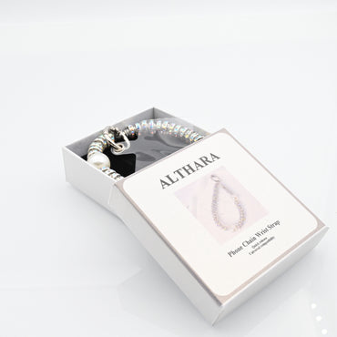 ALTHARA Phone Chain Wrist Strap - Elegant White Pearl Diamond Bracelet Decorative Charms
