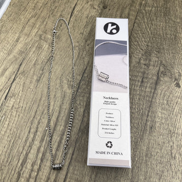 Elegant Silver 925 Necklace Pendant with Modern Design – 23.6 Inches for Daily Wear or Special Occasions