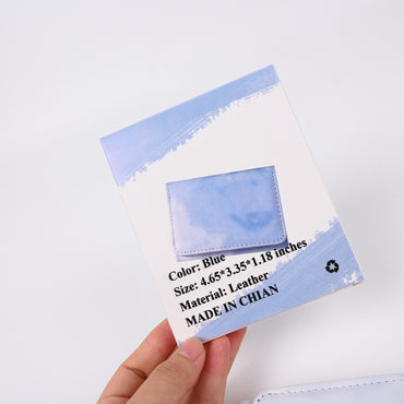 Aremath Blue Leather Wallet Slim Minimalist Wallets with Multiple Card Slots Compact and Portable Design